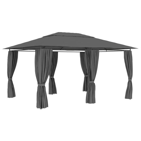Tuinpaviljoen met gordijnen 4x3 m antraciet 3