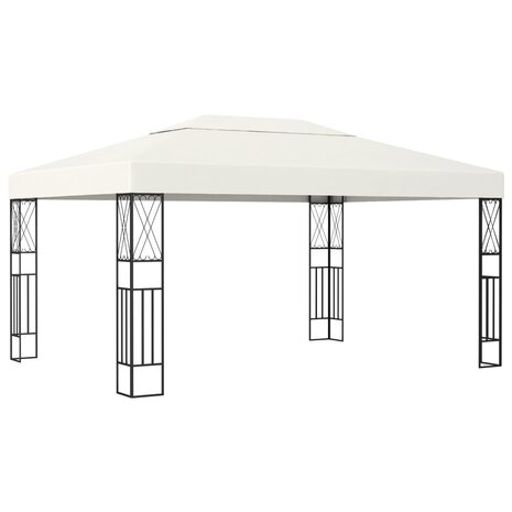 Prieel met LED-lichtslinger 3x4 m stof crèmekleurig 3