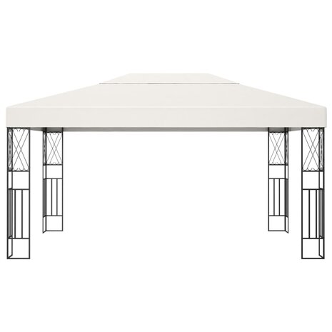 Prieel met LED-lichtslinger 3x4 m stof crèmekleurig 4