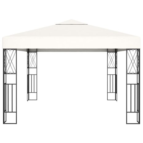 Prieel met LED-lichtslinger 3x4 m stof crèmekleurig 5