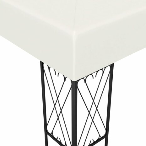 Prieel met LED-lichtslinger 3x4 m stof crèmekleurig 6