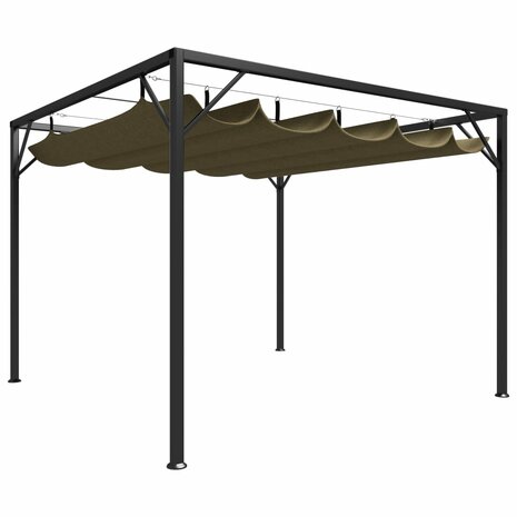Tuinprieel met uittrekbaar dak 180 g/m² 3x3 m taupe 1