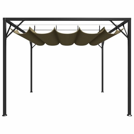 Tuinprieel met uittrekbaar dak 180 g/m² 3x3 m taupe 2