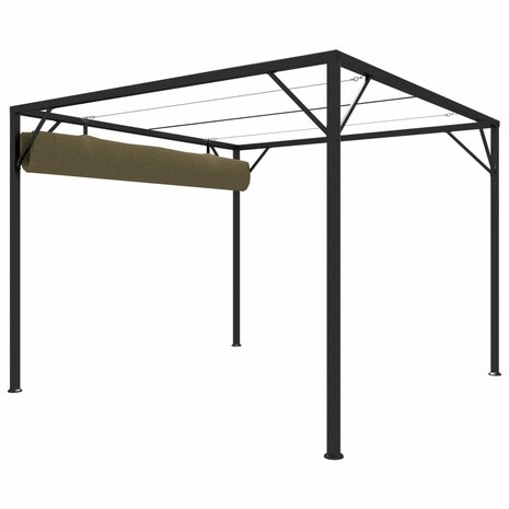Tuinprieel met uittrekbaar dak 180 g/m² 3x3 m taupe 5