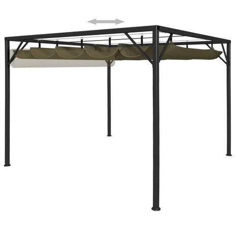 Tuinprieel met uittrekbaar dak 180 g/m² 3x3 m taupe 6