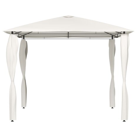 Prieel met paalhoezen 160 g/m² 3x3x2,6 m crèmekleurig 2