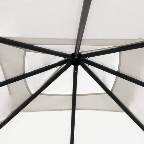 Prieel met paalhoezen 160 g/m² 3x3x2,6 m crèmekleurig 3