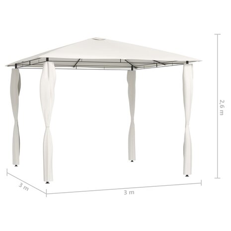 Prieel met paalhoezen 160 g/m² 3x3x2,6 m crèmekleurig 4