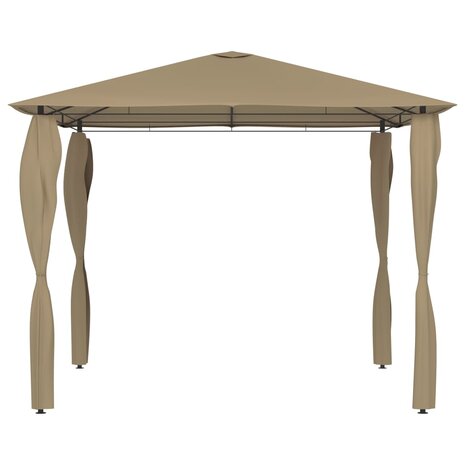 Prieel met paalhoezen 160 g/m² 3x3x2,6 m taupe 2