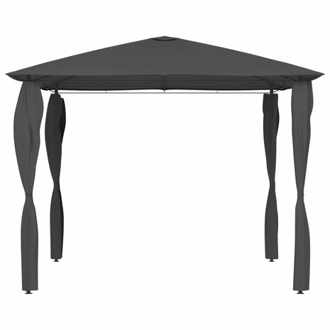 Prieel met paalhoezen 160 g/m² 3x3x2,6 m antracietkleurig 2