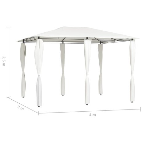 Prieel met paalhoezen 160 g/m² 3x4x2,6 m crèmekleurig 4