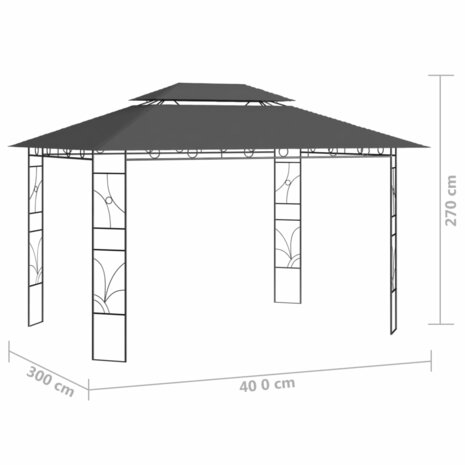 Prieel 160 g/m² 4x3x2,7 m antracietkleurig 6