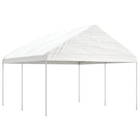 Prieel met dak 4,46x4,08x3,22 m polyetheen wit 1