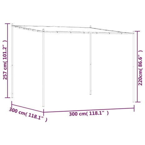 Prieel 3x3 m 180 g/m² stof en staal antracietkleurig 8