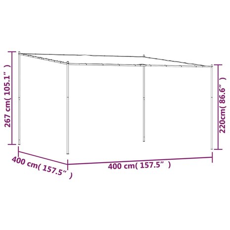 Prieel 4x4 m 180 g/m² stof en staal antracietkleurig 8