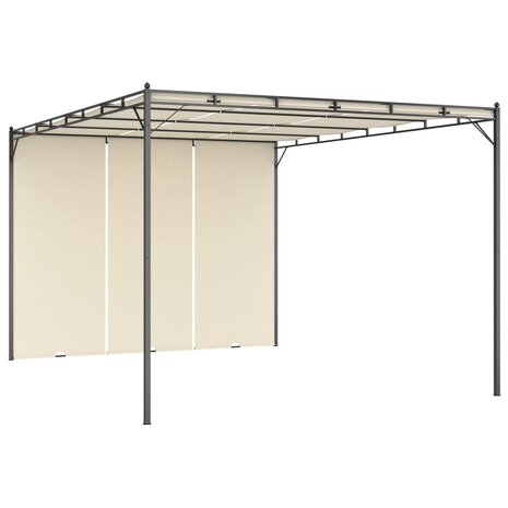 Tuinprieel met zijgordijn 4x3x2,25 m crème 1