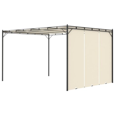 Tuinprieel met zijgordijn 4x3x2,25 m crème 4