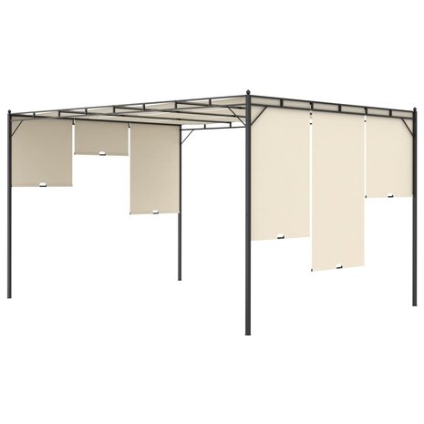 Tuinprieel met zijgordijn 4x3x2,25 m crème 5