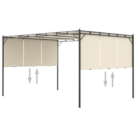 Tuinprieel met zijgordijn 4x3x2,25 m crème 6