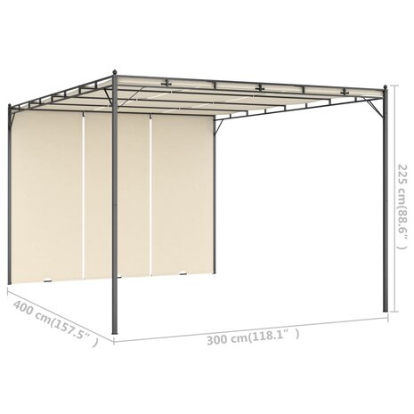 Tuinprieel met zijgordijn 4x3x2,25 m crème 8