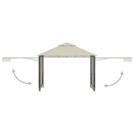 Prieel met uitschuifbare daken 180 g/m² 3x3x2,75 m crème 3
