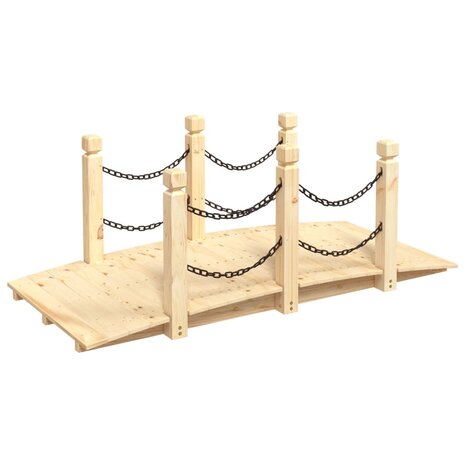 Tuinbrug met kettingrails 150x67x56 cm massief vurenhout 2