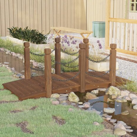 Tuinbrug met kettingrails 150x67x56 cm massief vurenhout 1