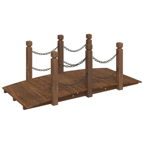 Tuinbrug met kettingrails 150x67x56 cm massief vurenhout 2
