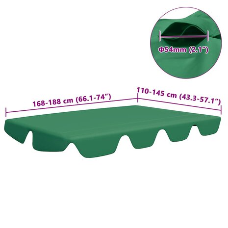 Vervangingsluifel voor schommelbank 188/168x145/110 cm groen 6