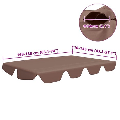Vervangingsluifel voor schommelbank 188/168x145/110 cm bruin 6