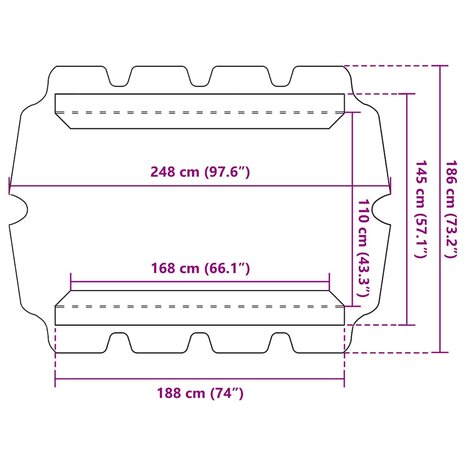 Vervangingsluifel voor schommelbank 188/168x145/110 cm bruin 7
