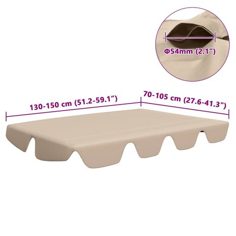 Vervangingsluifel voor schommelbank 150/130x105/70 cm beige 6