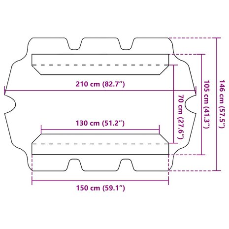 Vervangingsluifel voor schommelbank 150/130x105/70 cm wijnrood 7