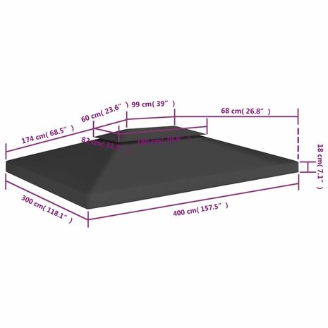 Prieeldak 2-laags 310 g/m² 4x3 m zwart 7