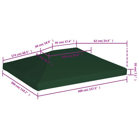 Prieeldak 310 g/m² 4x3 m groen 6