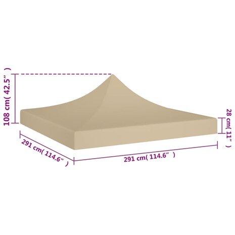 Partytentdak 270 g/m² 3x3 m beige 5