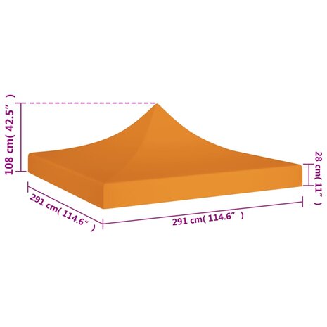 Partytentdak 270 g/m² 3x3 m oranje 5