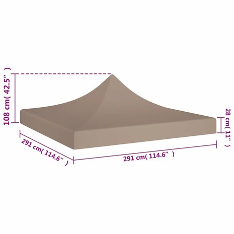Partytentdak 270 g/m² 3x3 m taupe 5