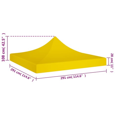 Partytentdak 270 g/m² 3x3 m geel 5