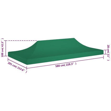 Partytentdak 270 g/m² 6x3 m groen 6