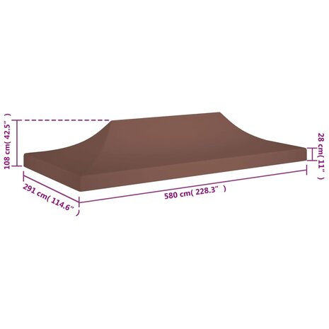 Partytentdak 270 g/m² 6x3 m bruin 6