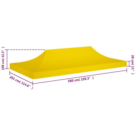 Partytentdak 270 g/m² 6x3 m geel 6