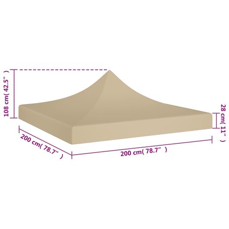 Partytentdak 270 g/m² 2x2 m beige  5