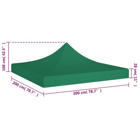 Partytentdak 270 g/m² 2x2 m groen  5