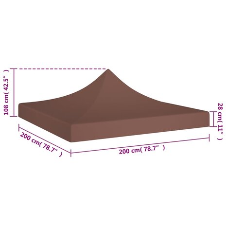 Partytentdak 270 g/m² 2x2 m bruin  5