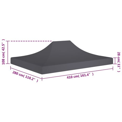 Partytentdak 270 g/m² 4x3 m antraciet 6