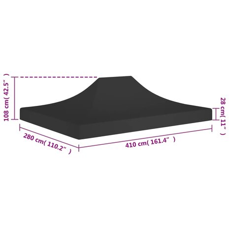 Partytentdak 270 g/m² 4x3 m zwart 6