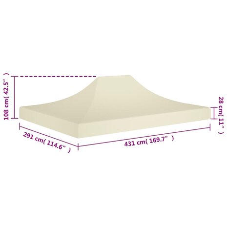 Partytentdak 270 g/m² 4,5x3 m crèmekleurig 6