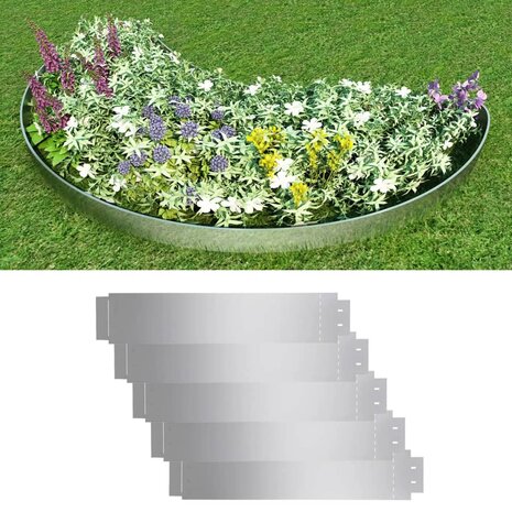 Grasboorden 100x19 cm gegalvaniseerd staal 5 st 1