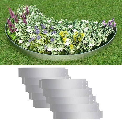 Grasboorden 10 st 100x20 cm gegalvaniseerd staal 1